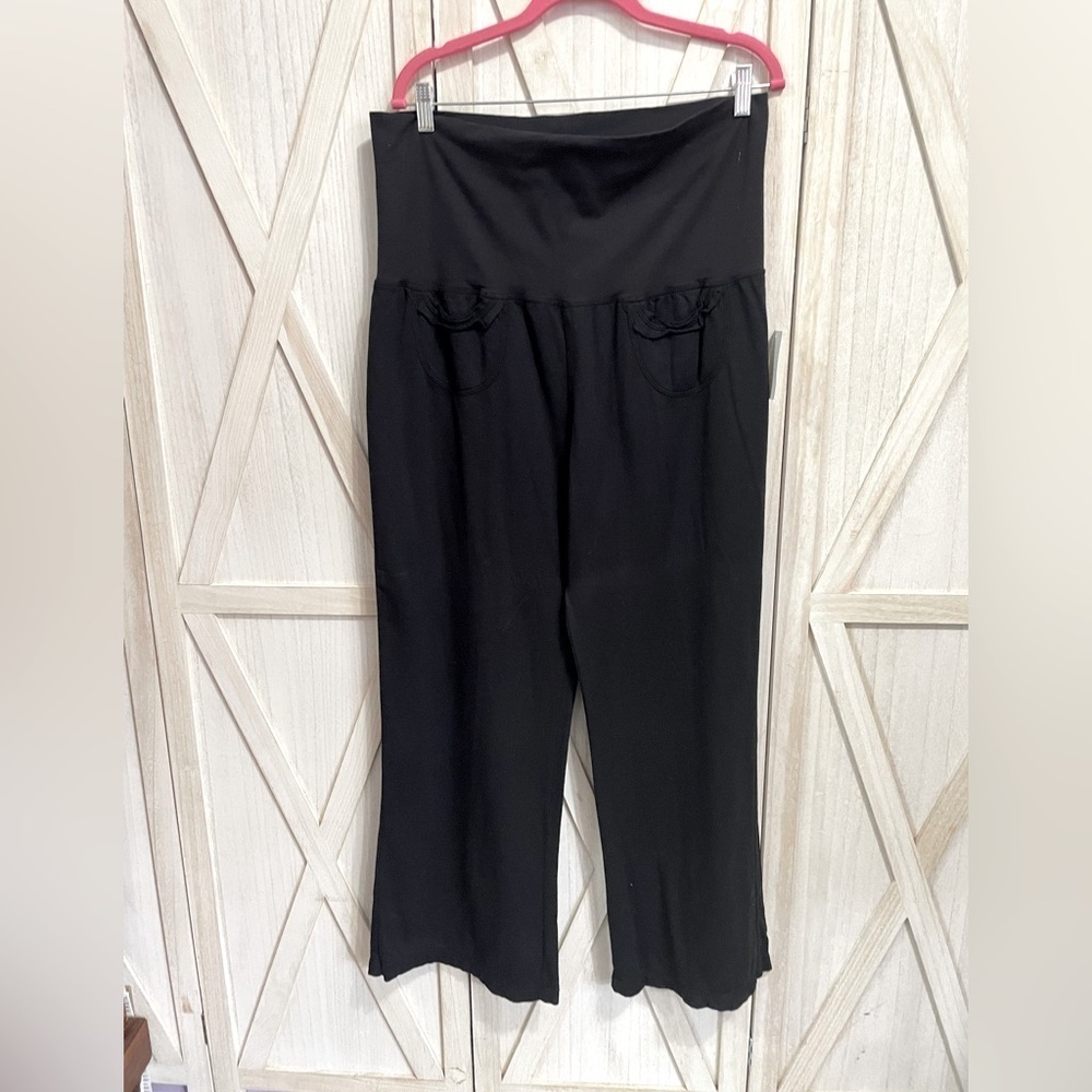 Soft Surroundings Black Soft Wide‎ Leg Pants High Waist Size Petite XL